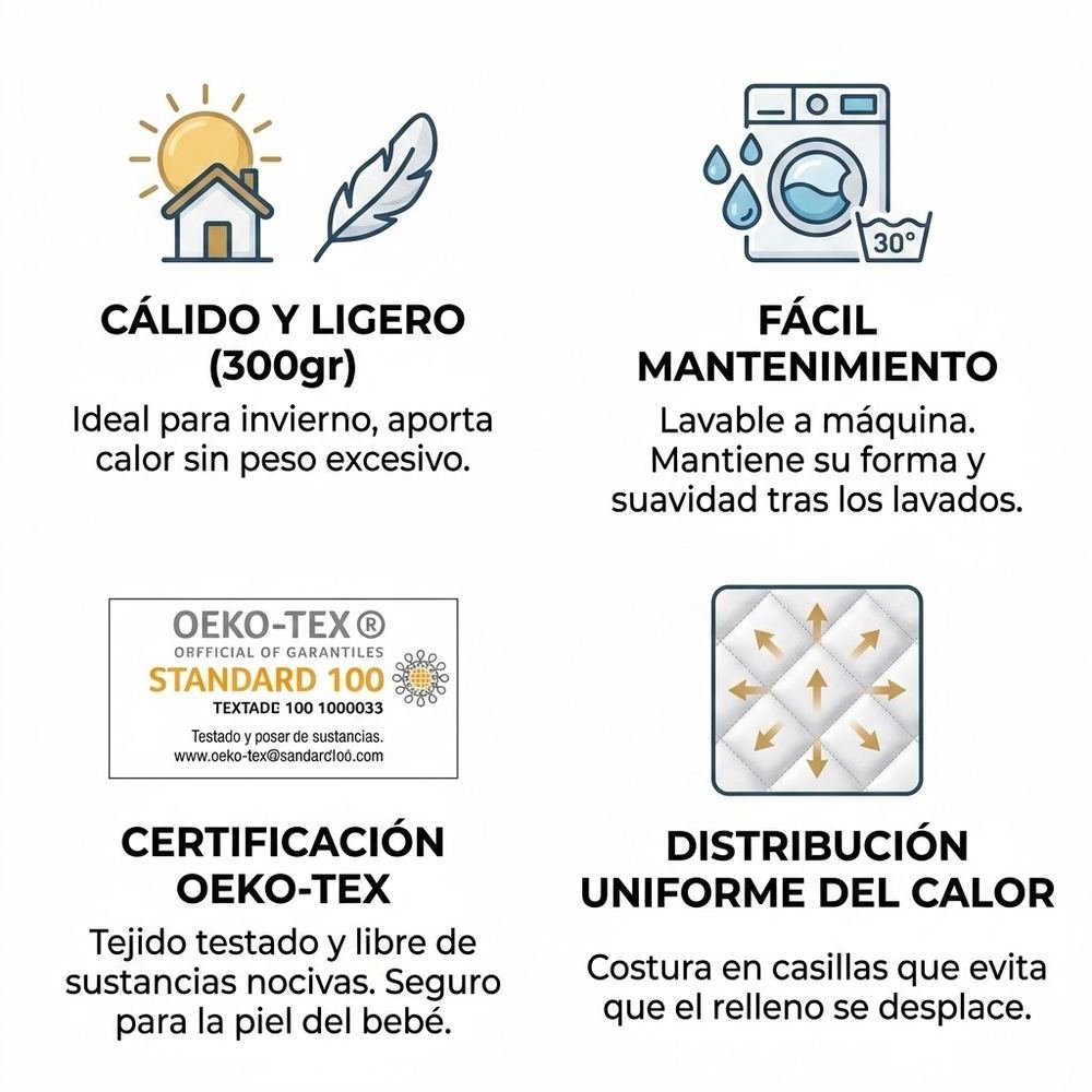 Edredón nórdico cálido y ligero, fácil mantenimiento, certificado OEKO-TEX, distribución uniforme del calor