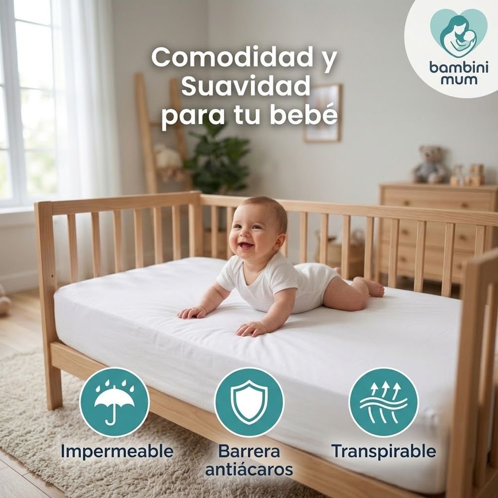 Protector de colchón para bebé impermeable, antiácaros y transpirable