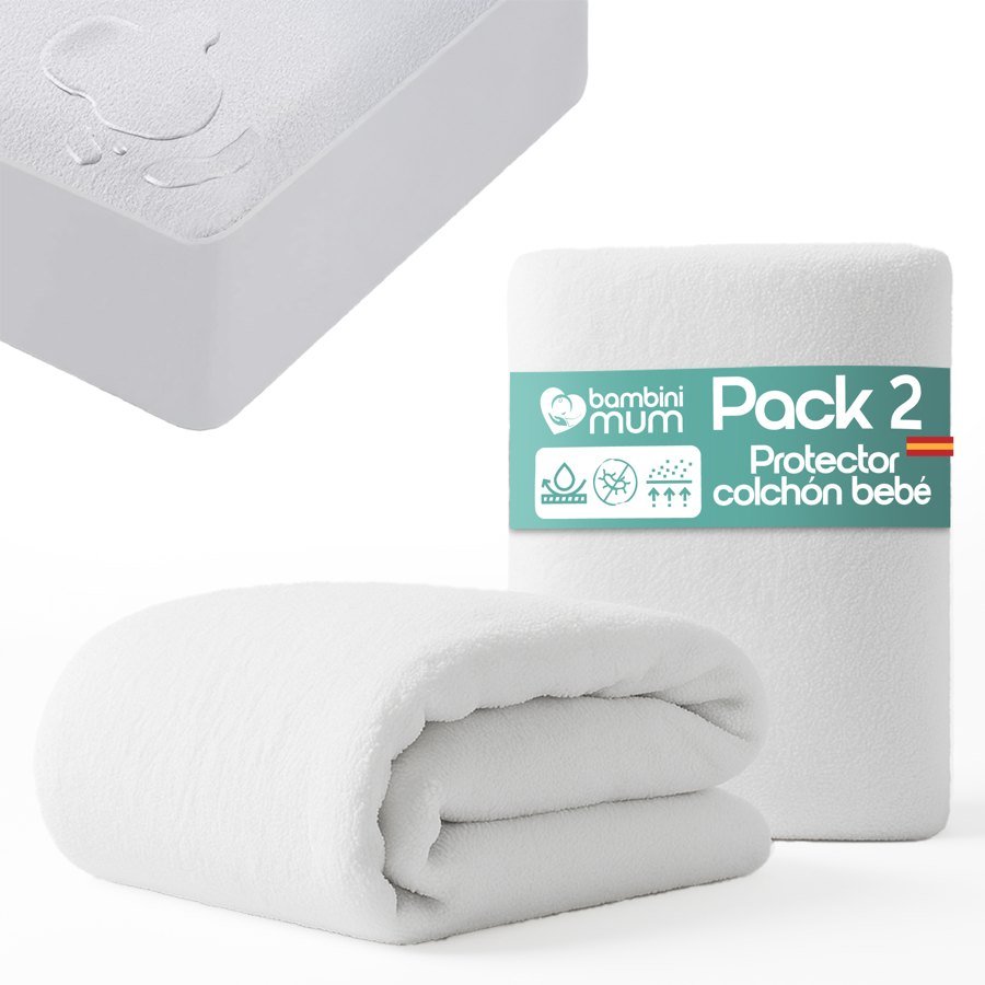 Protector de colchón impermeable y transpirable Bambini Mum, pack de 2
