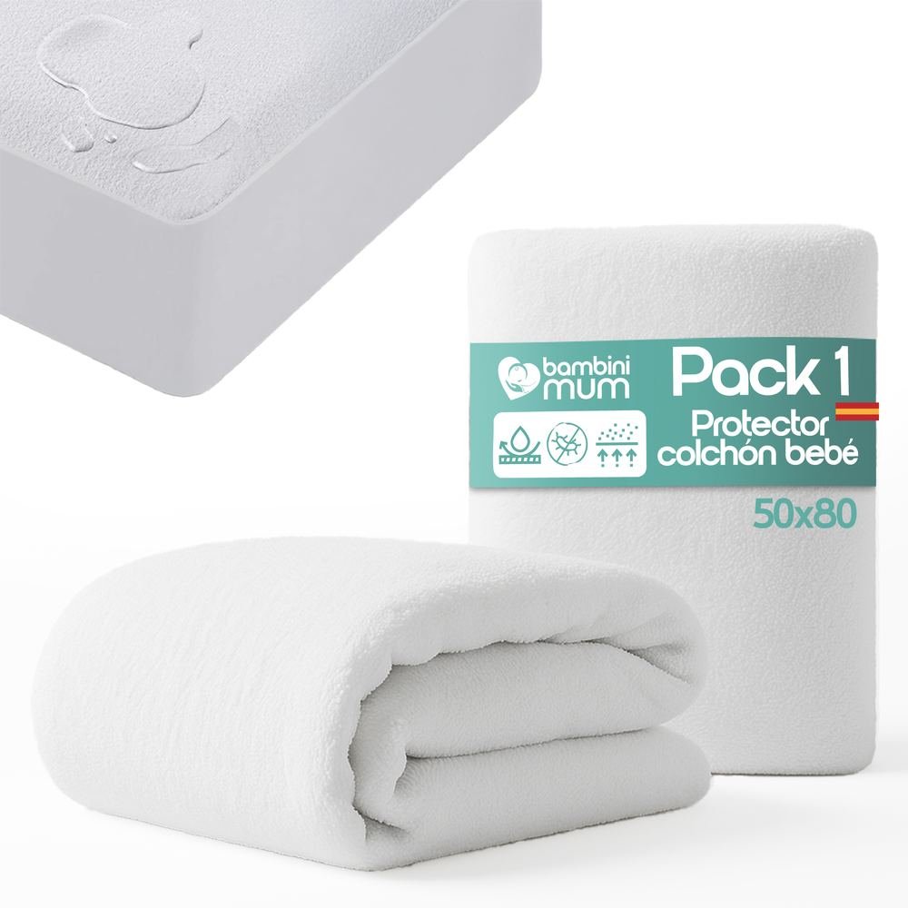 Protector de colchón impermeable y transpirable Bambini Mum, unidad 50x80