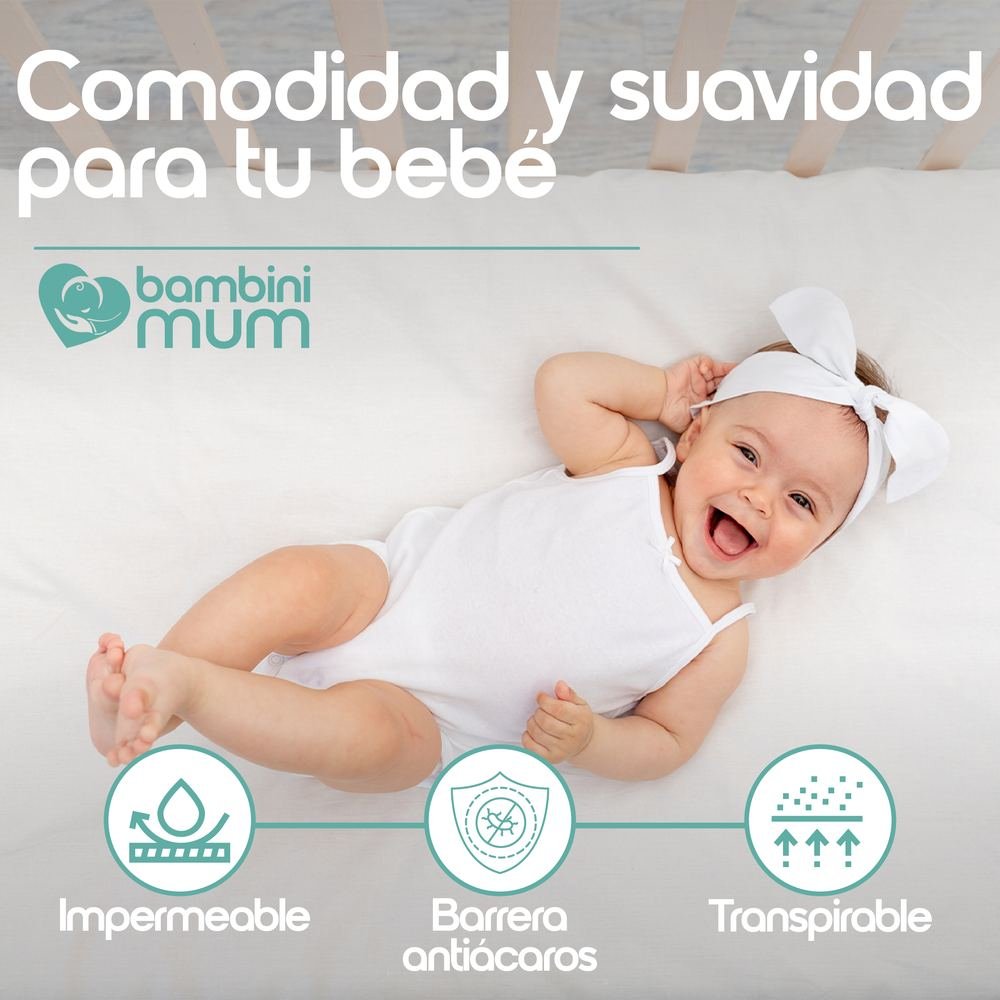 Comodidad y suavidad para tu bebé, impermeable, barrera antiácaros y transpirable